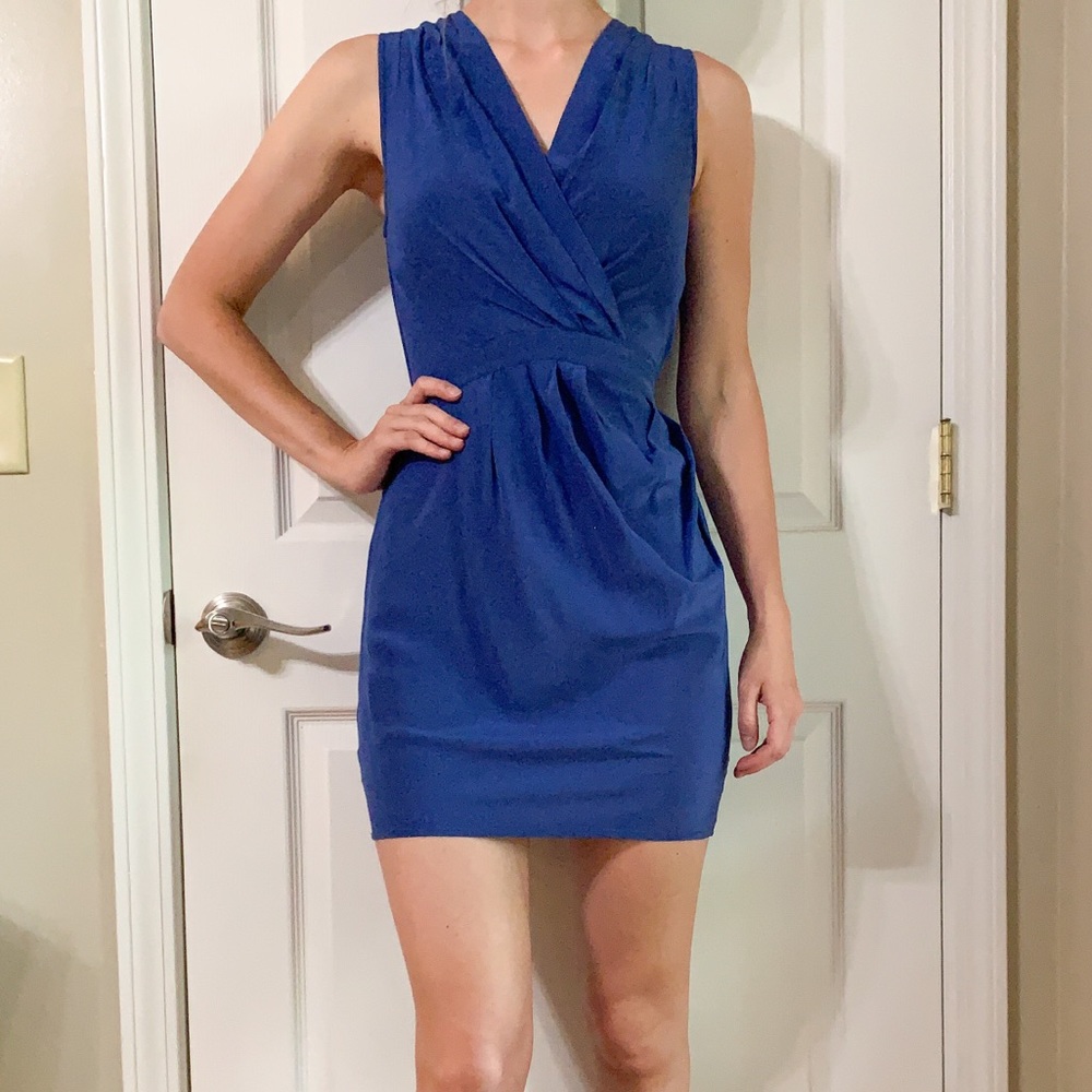 Dusty dark blue silk dress